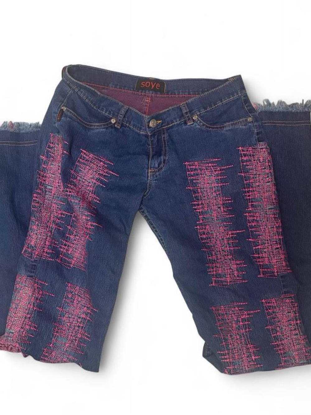 Women's Jeans with Pink Embroidery